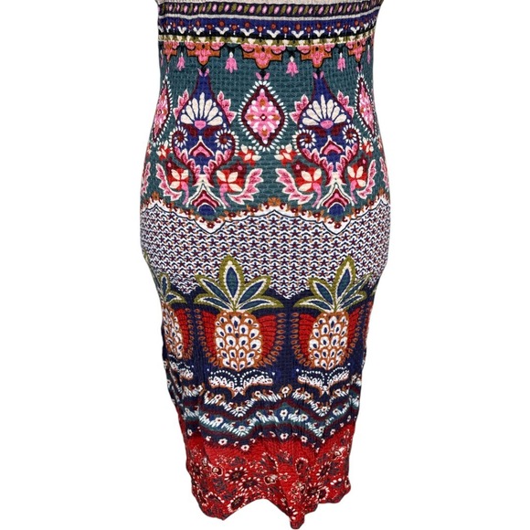 Farm Rio Anthropologie Georgia Mini Dress Colorful Short Sleeve Fitted Small - Picture 10 of 13